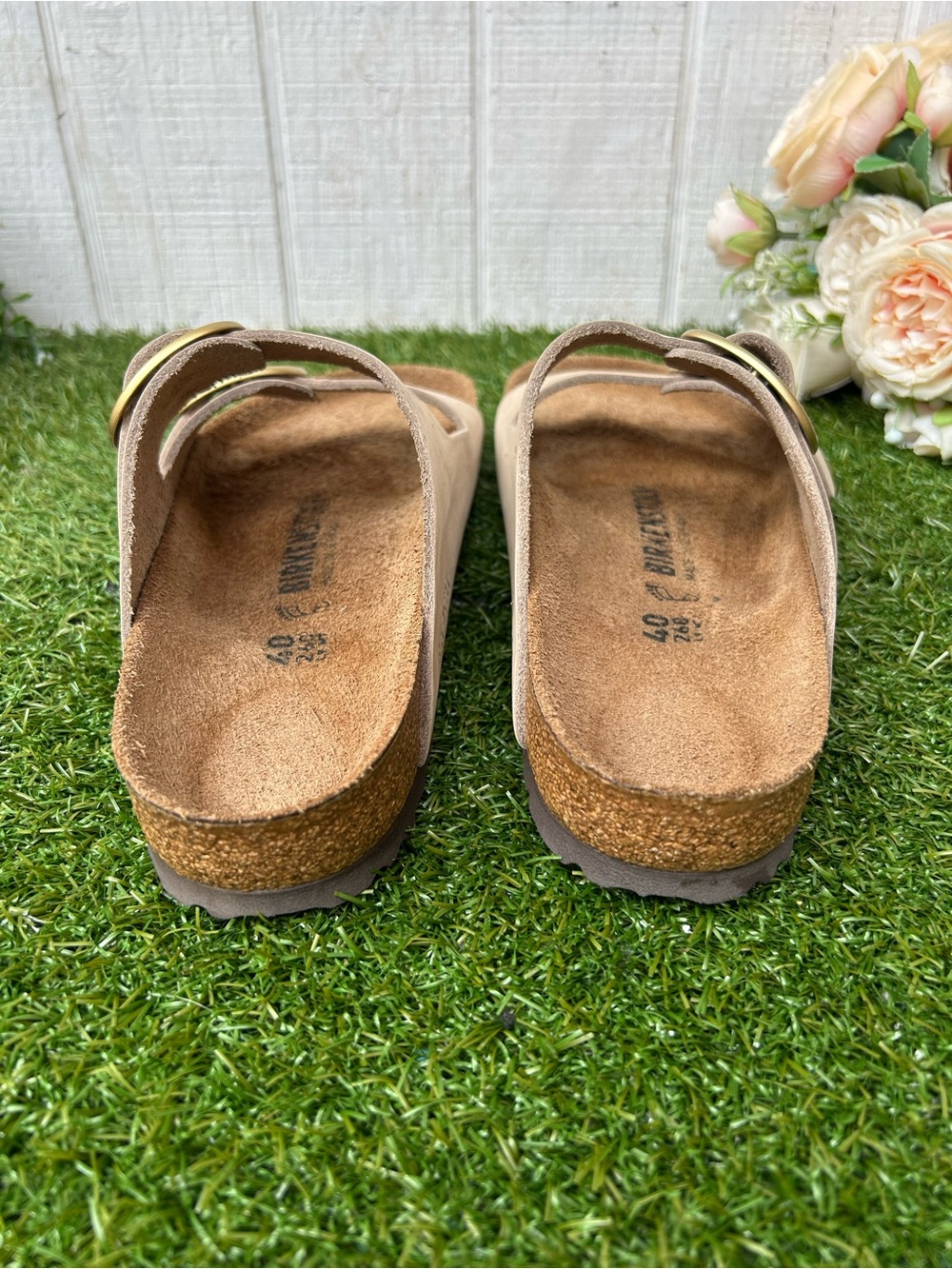 BIRKENSTOCK Arizona big buckle Sandcastle Nubuck 40 US 9-9.5 gently used - Picture 12 of 16